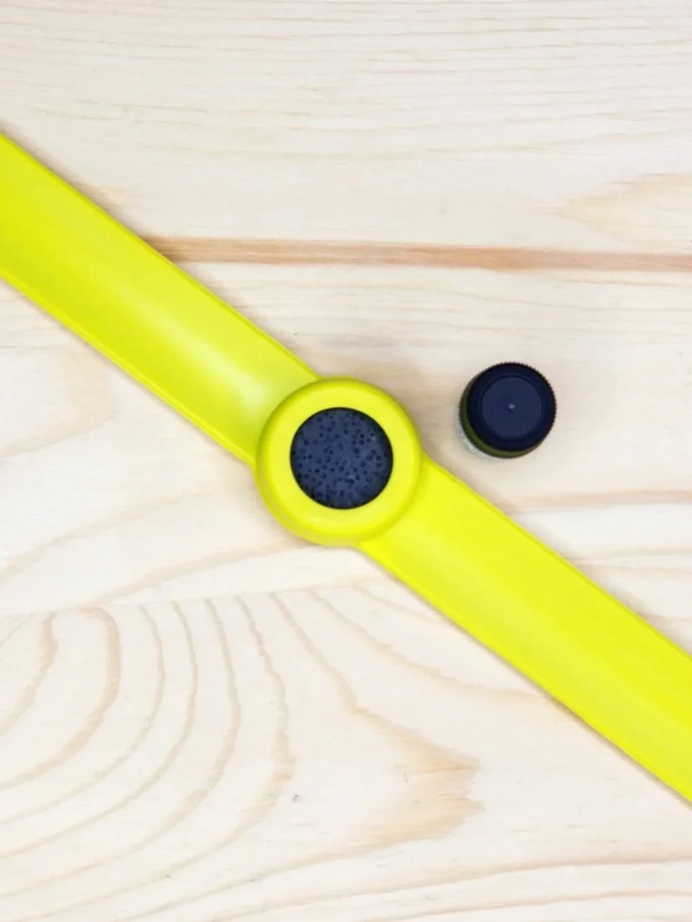 RESERVED Yellow Silicone & Blac Lava Stone Slap Bracelet for Kids